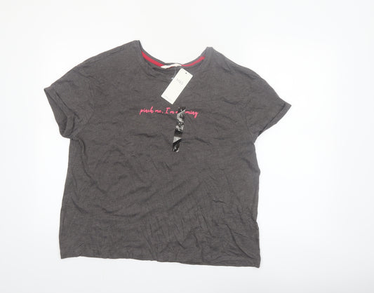 Marks and Spencer Women's Grey Funny T-Shirt Pyjama Top L
