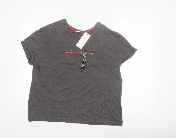Marks and Spencer Women's Grey Funny T-Shirt Pyjama Top L