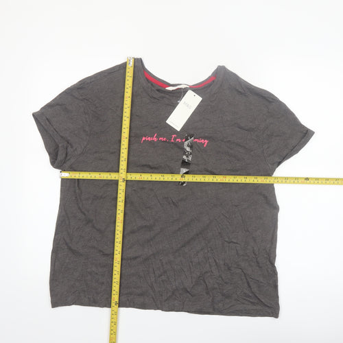 Marks and Spencer Women's Grey Funny T-Shirt Pyjama Top L