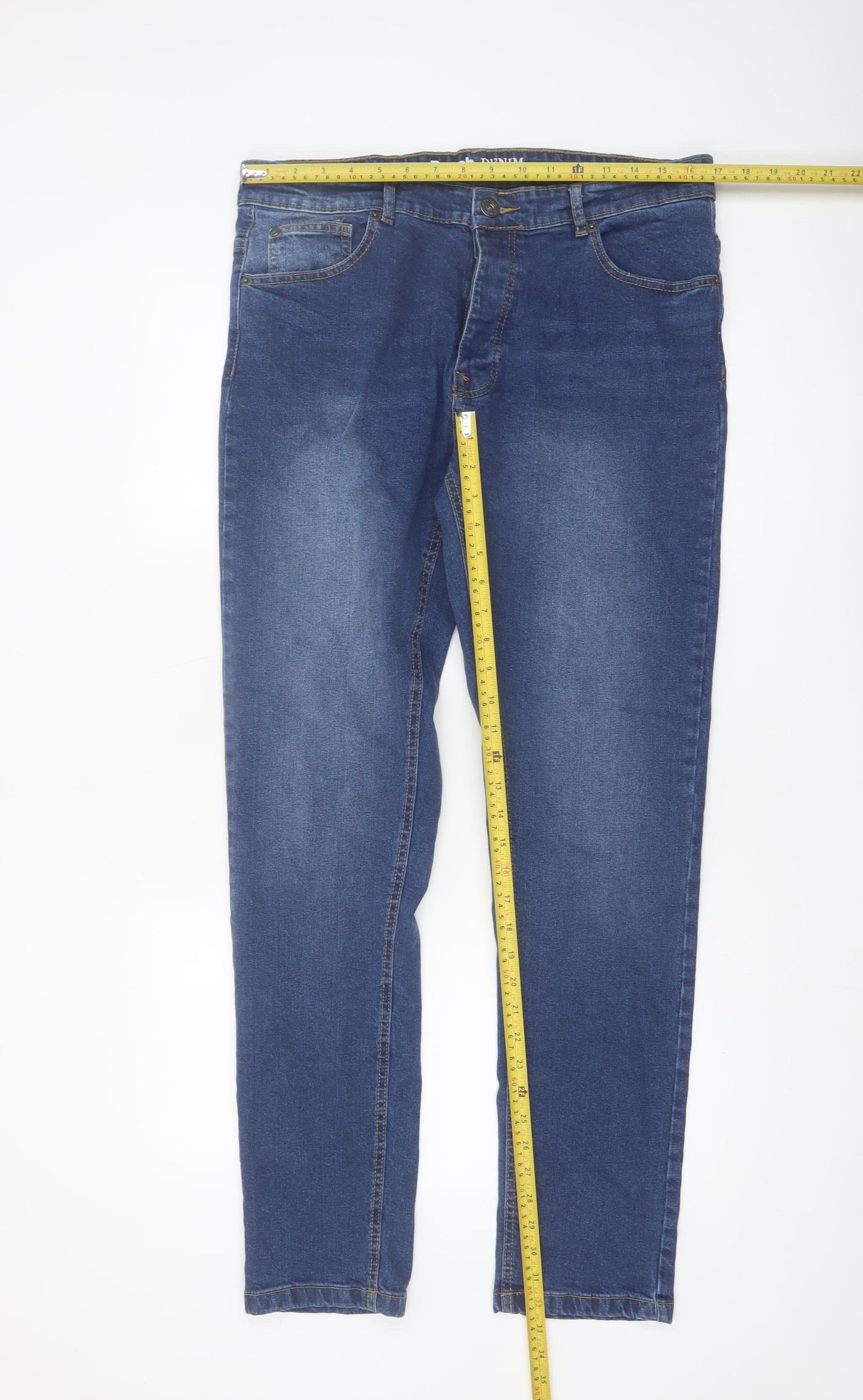 Bench Men’s Blue Denim Jeans Size 34W 32L Regular Fit Straight Stretch