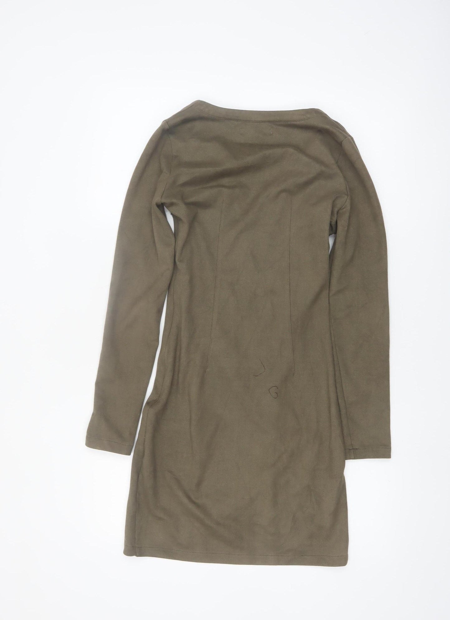 Missguided Women’s Green Wrap Dress Size 8 Long Sleeve V-Neck