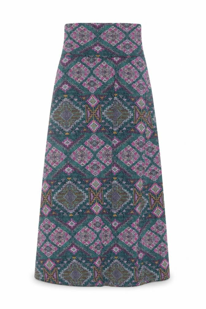 Front view of Mossimo Women’s Multicoloured Geometric Midi A-Line Skirt XS