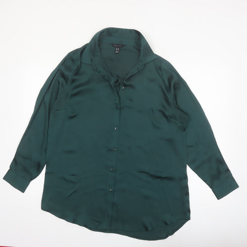 New Look Women Green Button-Up Blouse UK 14 100% Polyester