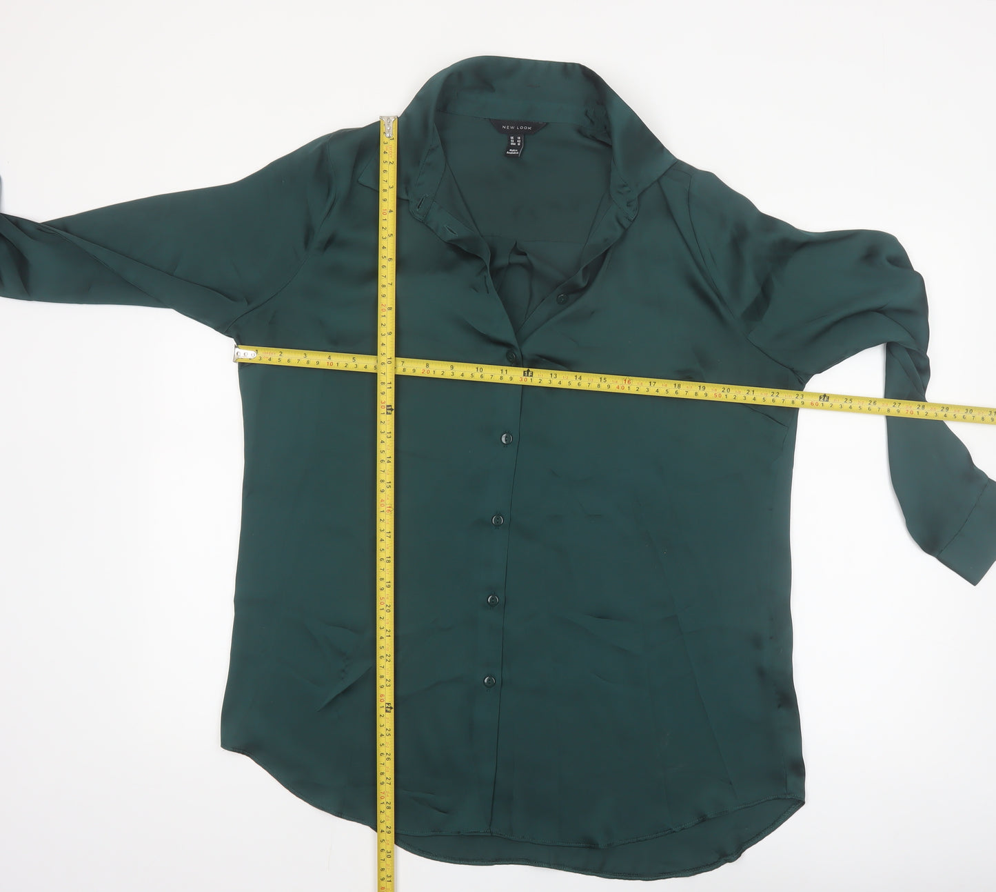 New Look Women Green Button-Up Blouse UK 14 100% Polyester