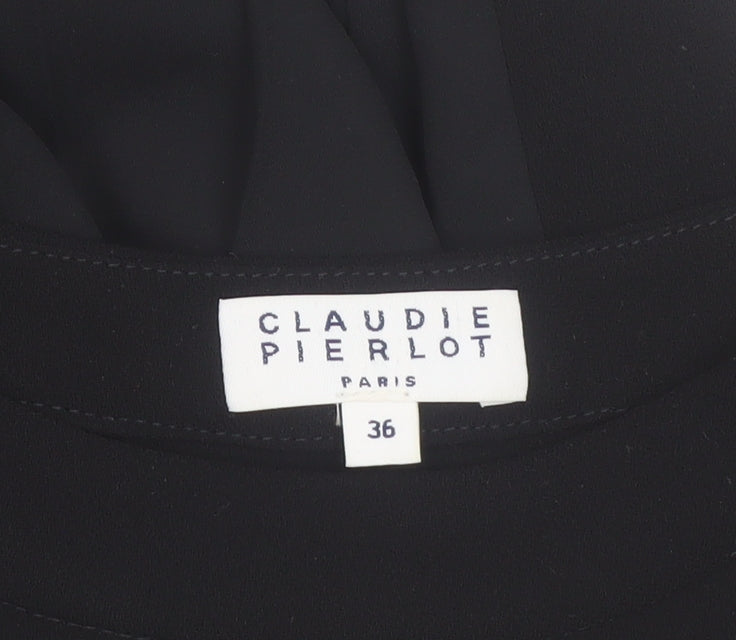 Claudie Pierlot Women Black 8 Pleated Shift Knee Length Dress