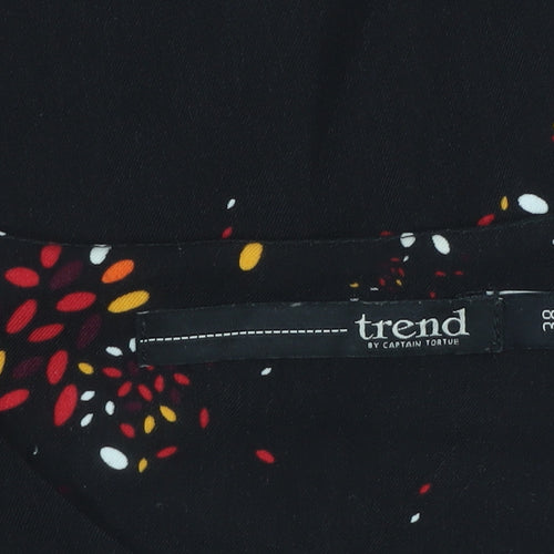 Trend by Captain Tortue Black Floral A-Line Zip Belted Dress Size 10
