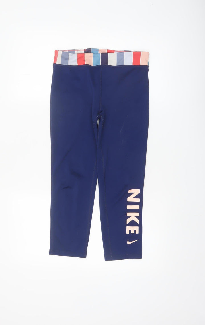 Nike Girls Navy Dri-FIT XL Leggings with Striped Waistband Activewear