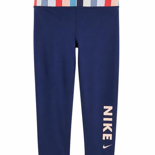 Nike Girls Navy Dri-FIT XL Leggings with Striped Waistband Activewear