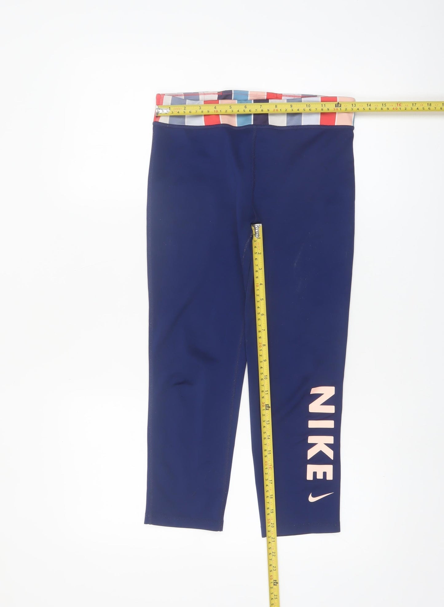 Nike Girls Navy Dri-FIT XL Leggings with Striped Waistband Activewear