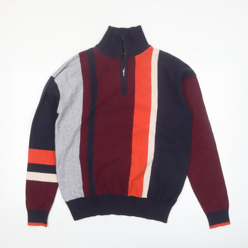 Urban Outfitters Mens Multicoloured Striped 1/4 Zip Jumper Size M