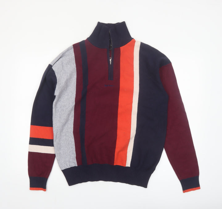 Urban Outfitters Mens Multicoloured Striped 1/4 Zip Jumper Size M