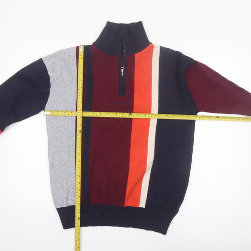 Urban Outfitters Mens Multicoloured Striped 1/4 Zip Jumper Size M