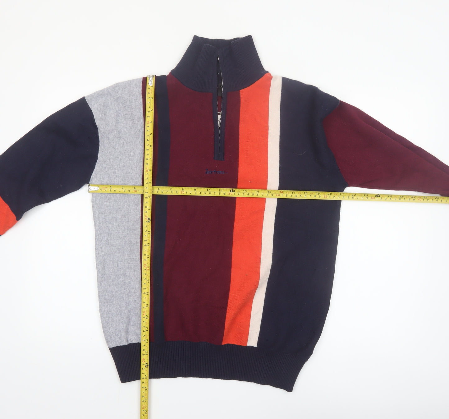Urban Outfitters Mens Multicoloured Striped 1/4 Zip Jumper Size M