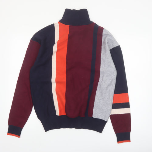 Urban Outfitters Mens Multicoloured Striped 1/4 Zip Jumper Size M