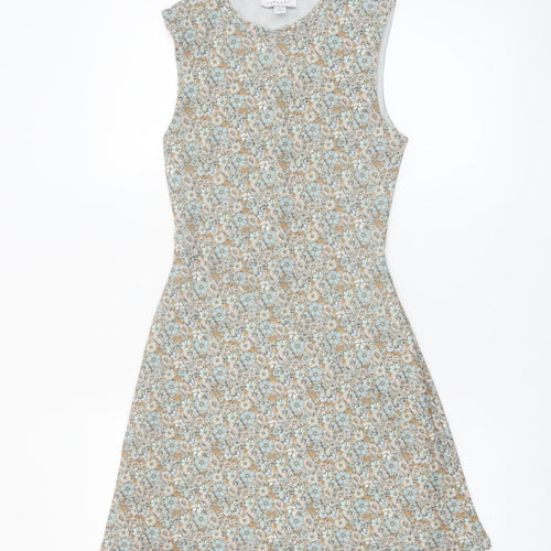 Topshop Women's Multicoloured Floral A-Line Sleeveless Dress Size 8