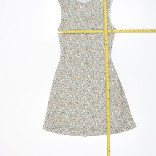 Topshop Women's Multicoloured Floral A-Line Sleeveless Dress Size 8