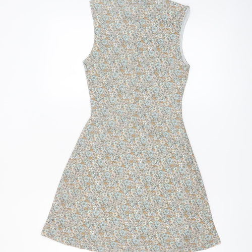 Topshop Women's Multicoloured Floral A-Line Sleeveless Dress Size 8