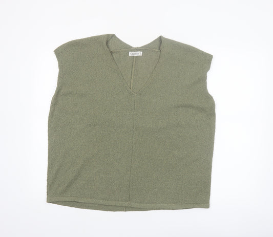 Gallery Women Green V-Neck Sleeveless Knit Tank Top M