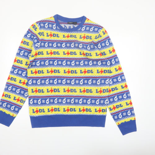 Livergy Men’s Blue Lidl Christmas Fair Isle Crew Neck Jumper M