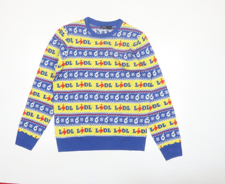 Livergy Men’s Blue Lidl Christmas Fair Isle Crew Neck Jumper M