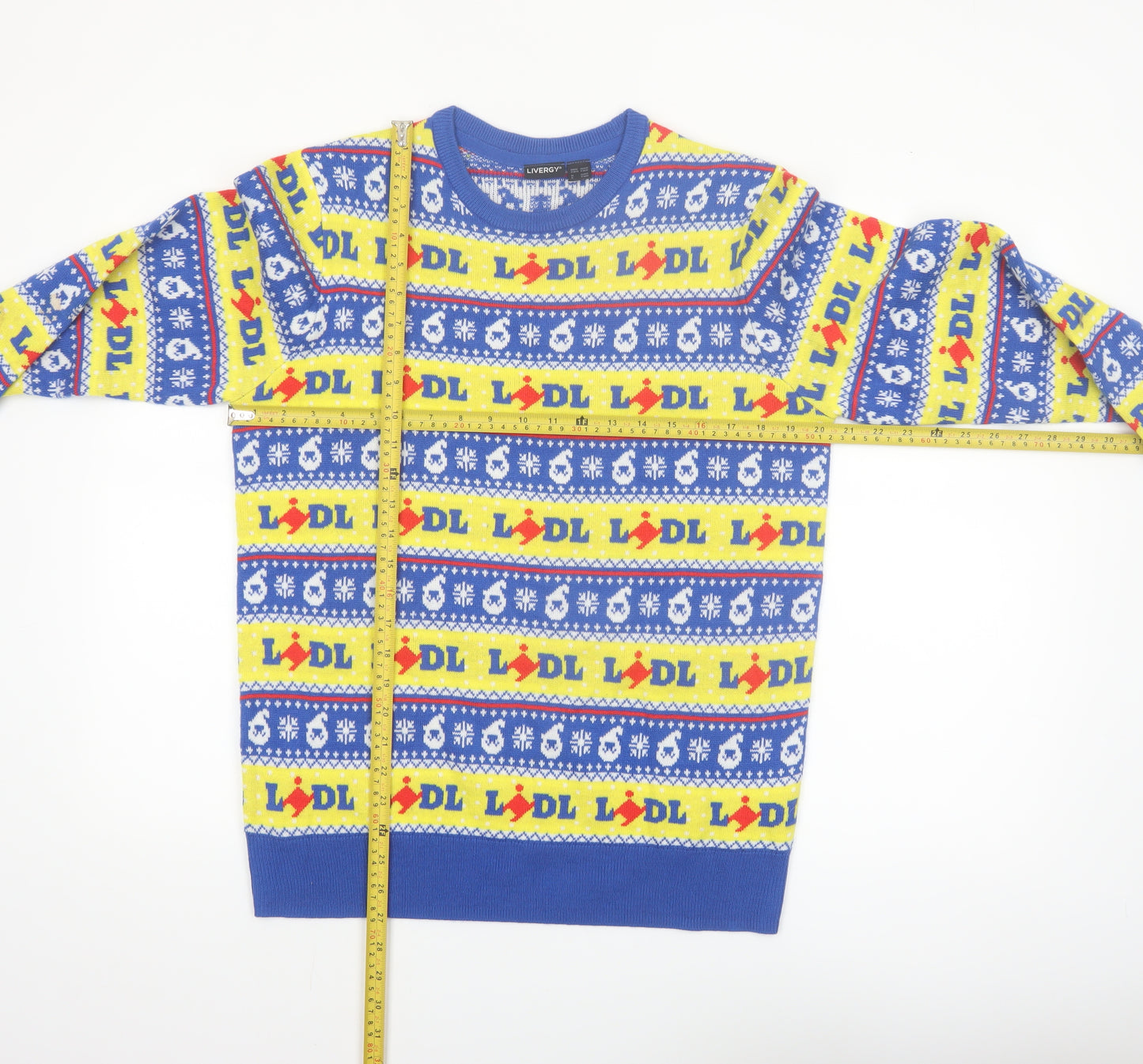 Livergy Men’s Blue Lidl Christmas Fair Isle Crew Neck Jumper M