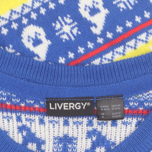 Livergy Men’s Blue Lidl Christmas Fair Isle Crew Neck Jumper M