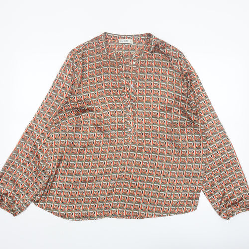 Gallery Women's Multicoloured Geometric Polyester Long Sleeve Tunic Blouse Size 16