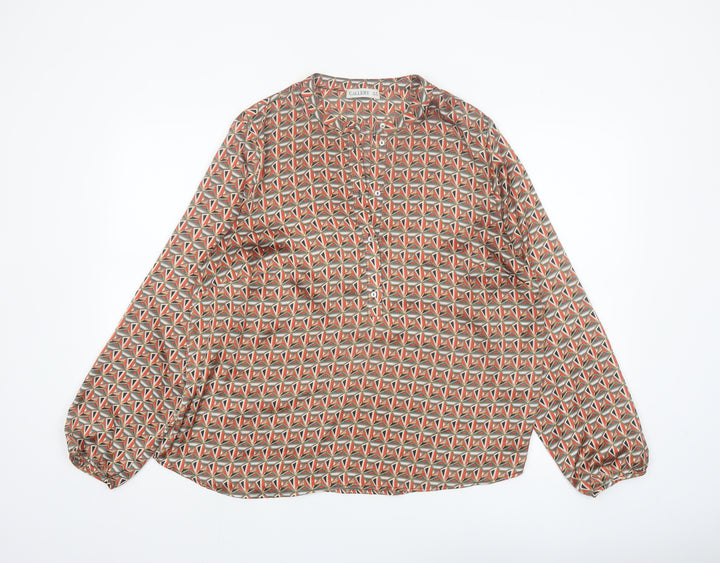 Gallery Women's Multicoloured Geometric Polyester Long Sleeve Tunic Blouse Size 16
