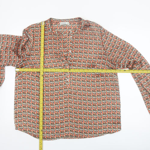 Gallery Women's Multicoloured Geometric Polyester Long Sleeve Tunic Blouse Size 16