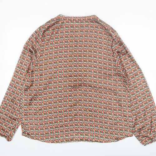 Gallery Women's Multicoloured Geometric Polyester Long Sleeve Tunic Blouse Size 16