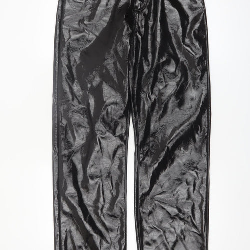 Vero Moda Women Black Glossy Straight Trousers Size 10