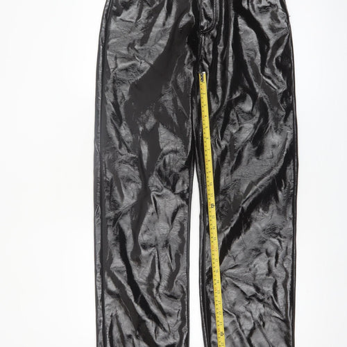 Vero Moda Women Black Glossy Straight Trousers Size 10