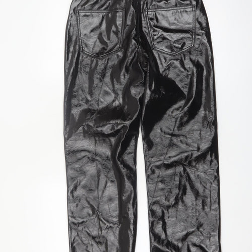 Vero Moda Women Black Glossy Straight Trousers Size 10