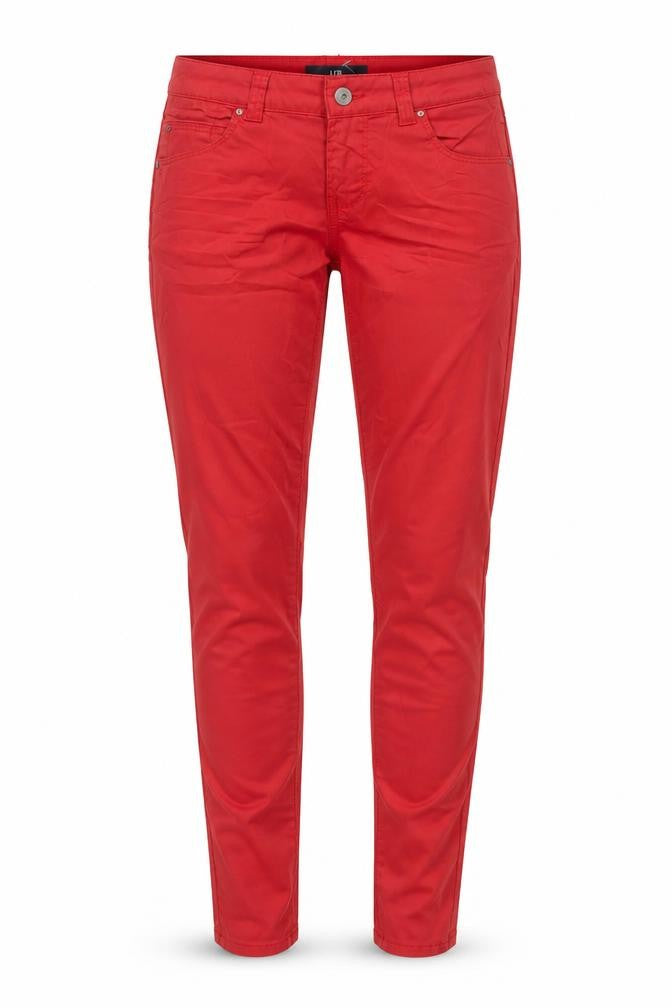 Front view of LTB Women's Red Slim Fit Jegging Denim Trousers, size 8