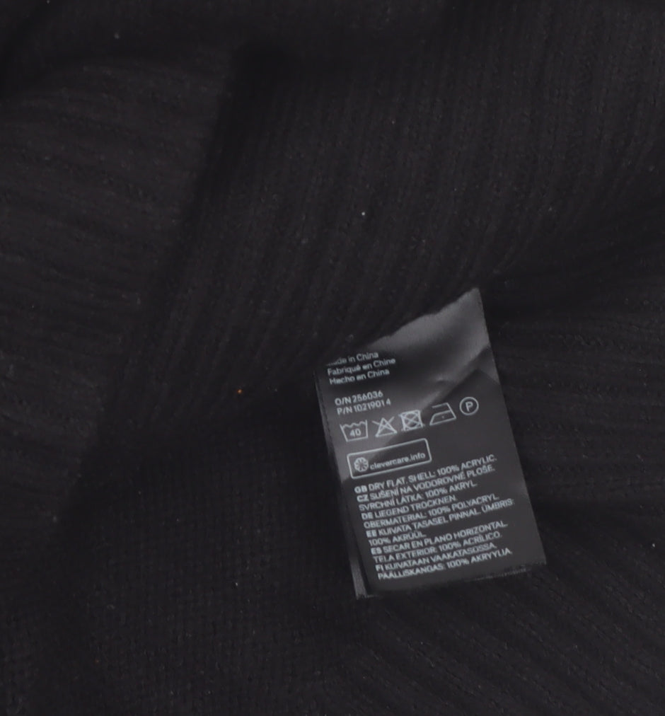 H&M Divided Womens Black XS Graphic Pullover Jumper Crew Neck