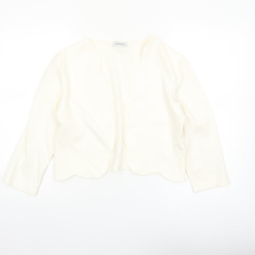 Zapara Women Ivory Cropped Long Sleeve Jersey Blouse Size 14