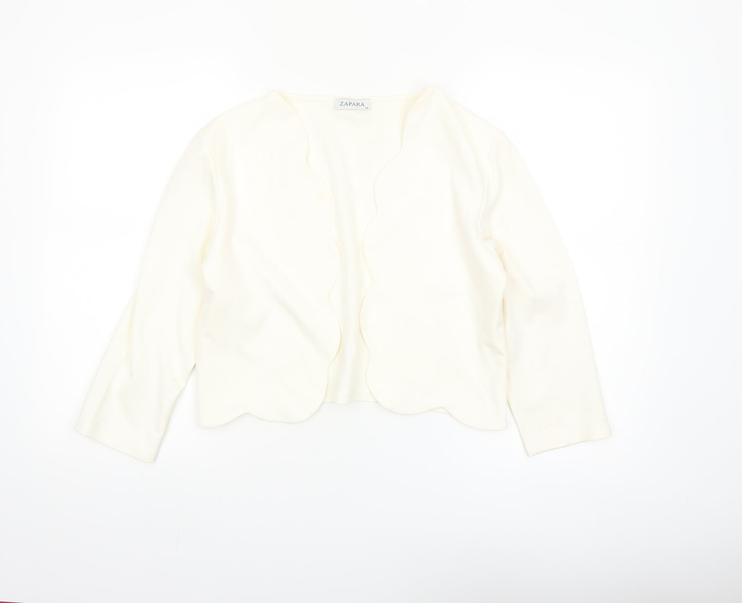 Zapara Women Ivory Cropped Long Sleeve Jersey Blouse Size 14