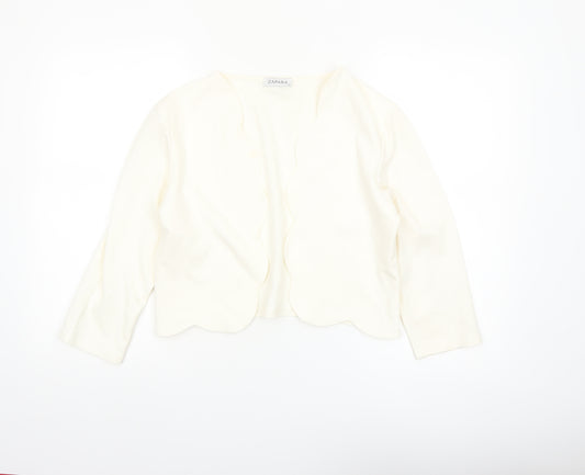 Zapara Women Ivory Cropped Long Sleeve Jersey Blouse Size 14
