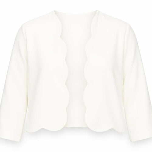 Zapara Women Ivory Cropped Long Sleeve Jersey Blouse Size 14