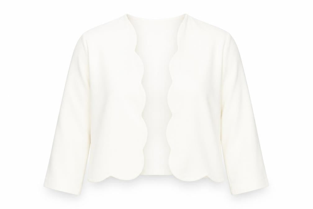Zapara Women Ivory Cropped Long Sleeve Jersey Blouse Size 14