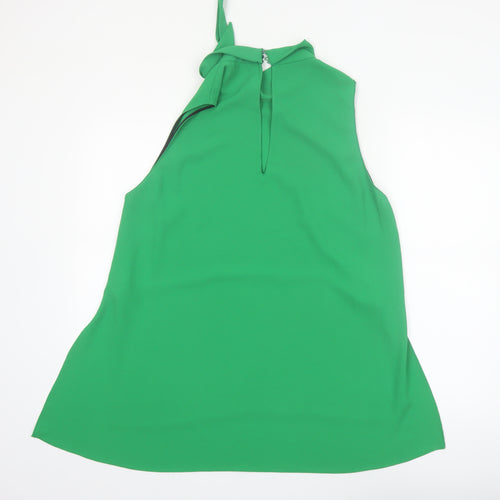Zara Woman Green High Neck Bow Sleeveless Blouse Size 18