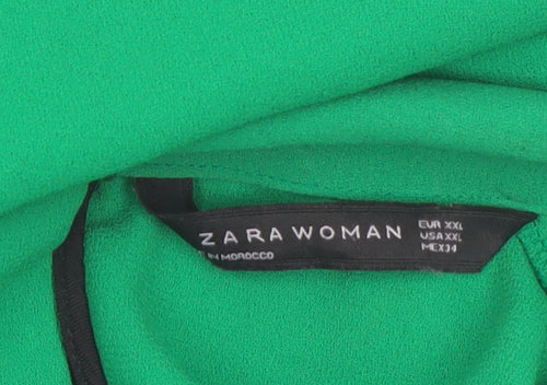 Zara Woman Green High Neck Bow Sleeveless Blouse Size 18
