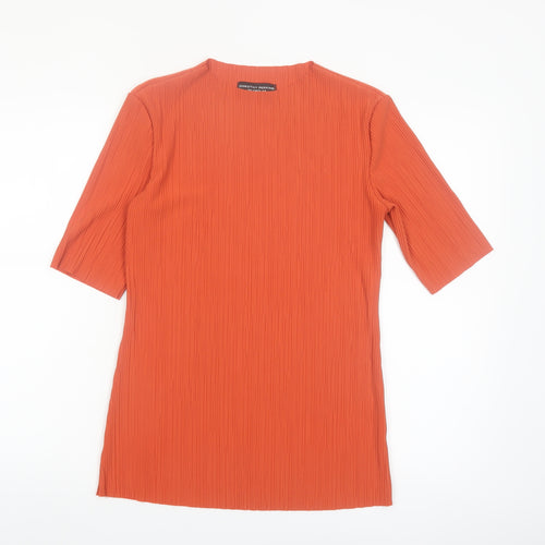 Dorothy Perkins Women’s Orange Pleated Basic T-Shirt UK 10