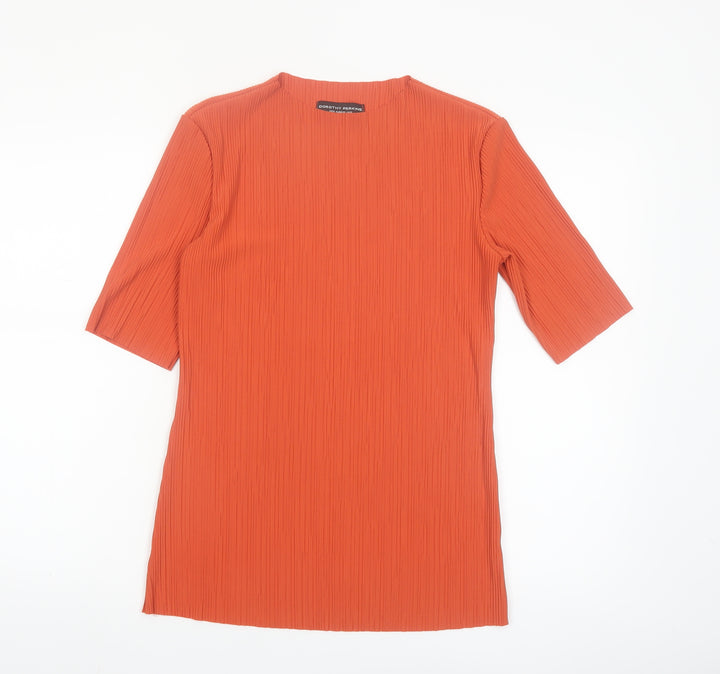 Dorothy Perkins Women’s Orange Pleated Basic T-Shirt UK 10