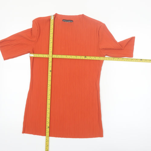 Dorothy Perkins Women’s Orange Pleated Basic T-Shirt UK 10