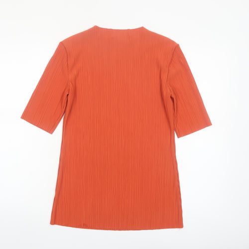 Dorothy Perkins Women’s Orange Pleated Basic T-Shirt UK 10