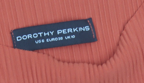 Dorothy Perkins Women’s Orange Pleated Basic T-Shirt UK 10