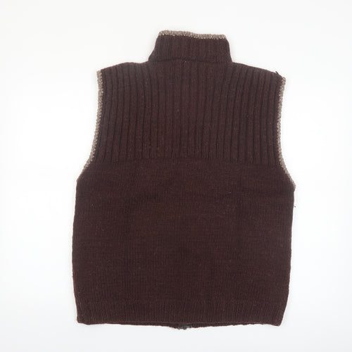 E.C.C. Men's Brown Wool Full Zip Sleeveless Vest XL Handmade