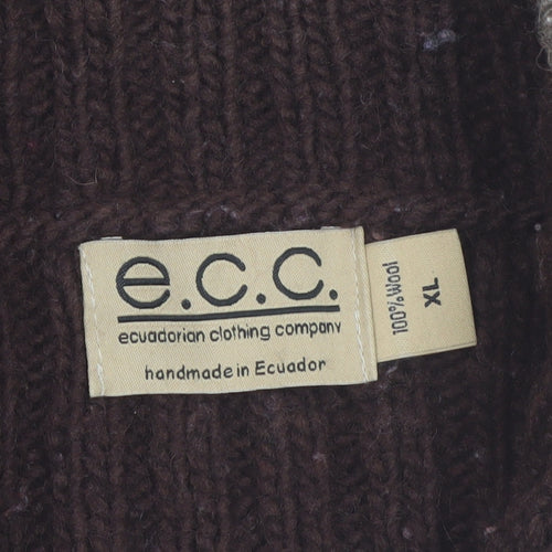 E.C.C. Men's Brown Wool Full Zip Sleeveless Vest XL Handmade