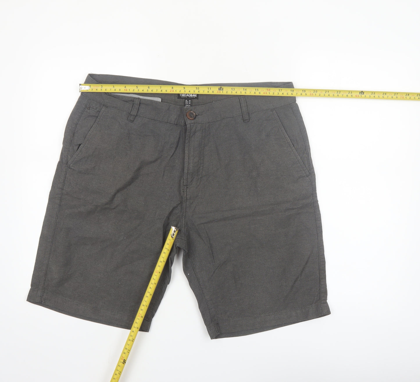 Threadbare Men's Grey Chino Shorts Size 36 Cotton Casual Summer